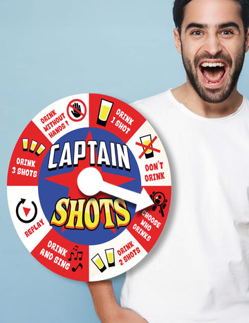 Jeu d'apéro roulette à shots Captain Shots pour adulte rouge blanc et bleu
