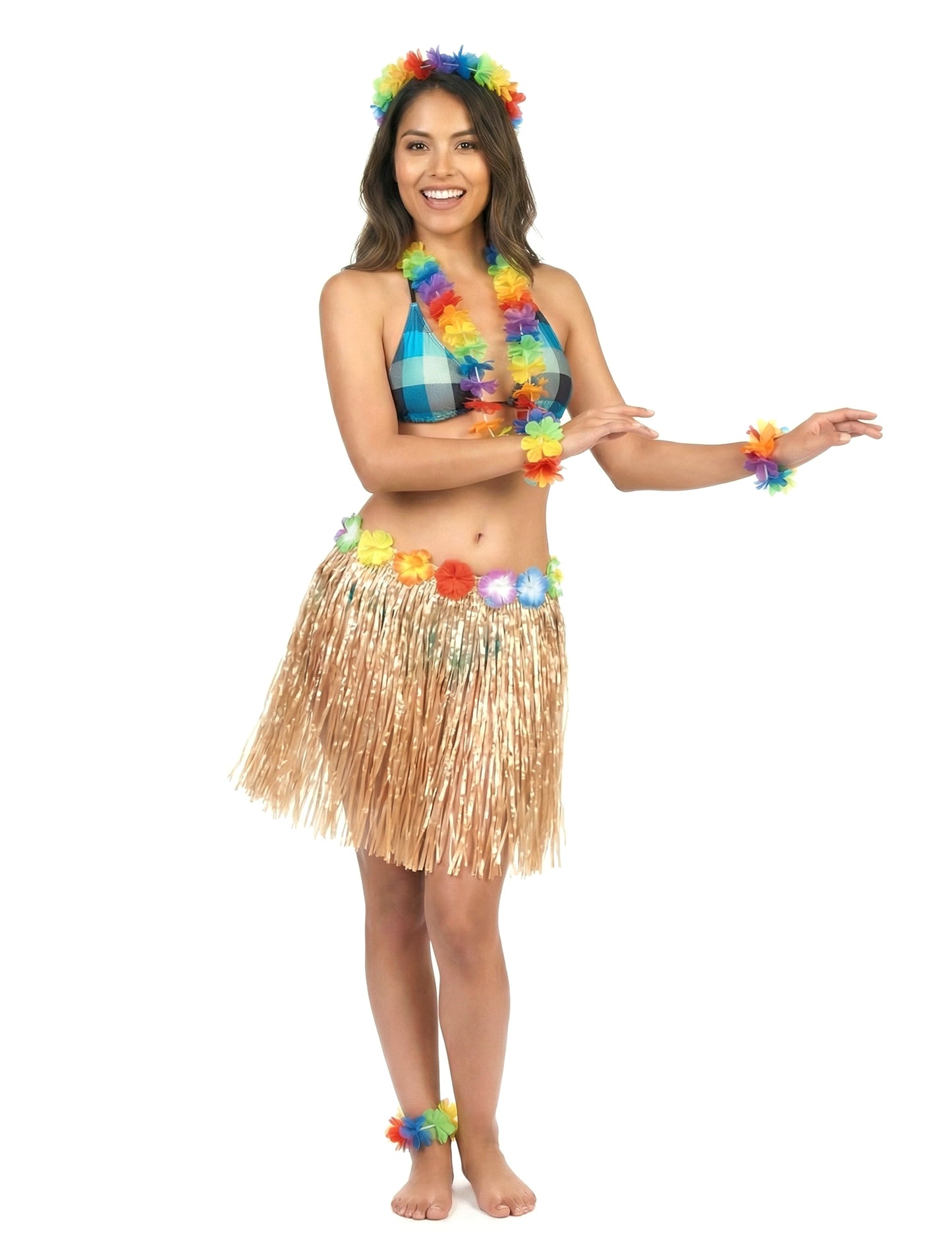 Къса хавайска пола в пластмаса за възрастни