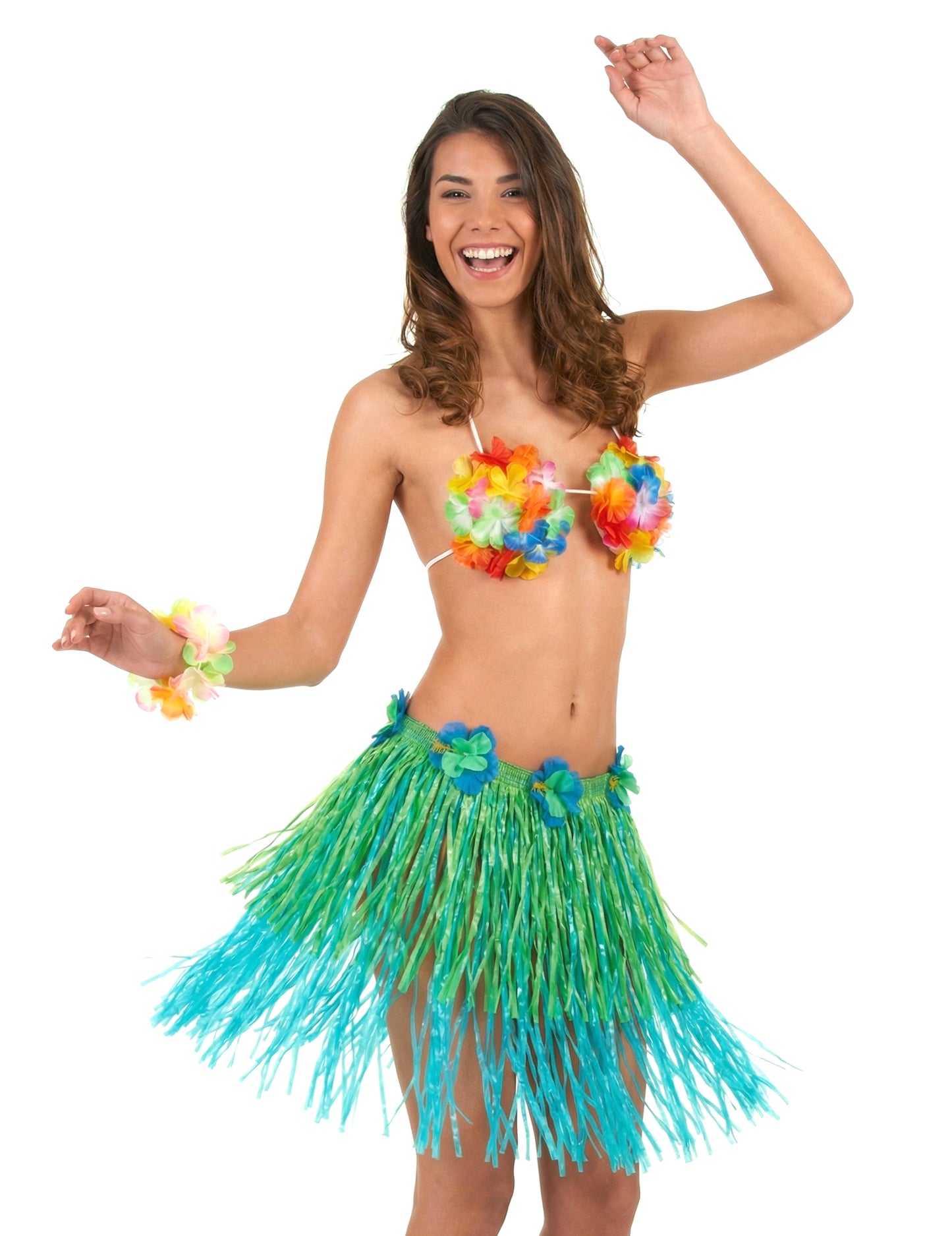 Къса и синя хавайска пола с възрастни цветя