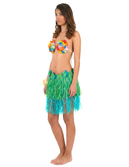 Къса и синя хавайска пола с възрастни цветя