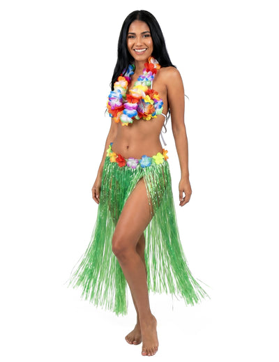 Jupe hawaïenne longue verte adulte