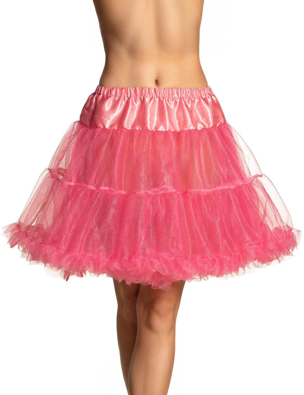 Jupon mi-long rose pour femme en tulle vaporeux
