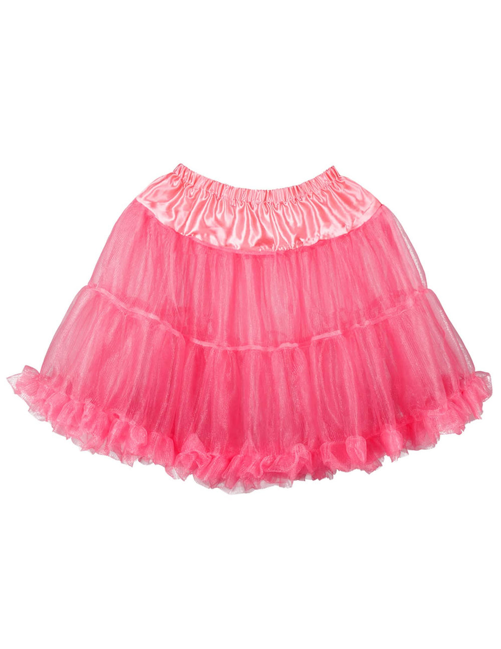 Vue à plat du jupon mi-long rose pour femme