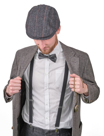 Kit accessoires années 20 pour homme gris avec casquette et bretelles