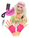 Kit accessoires complet fluo pour adulte rose avec banane et mitaines filet