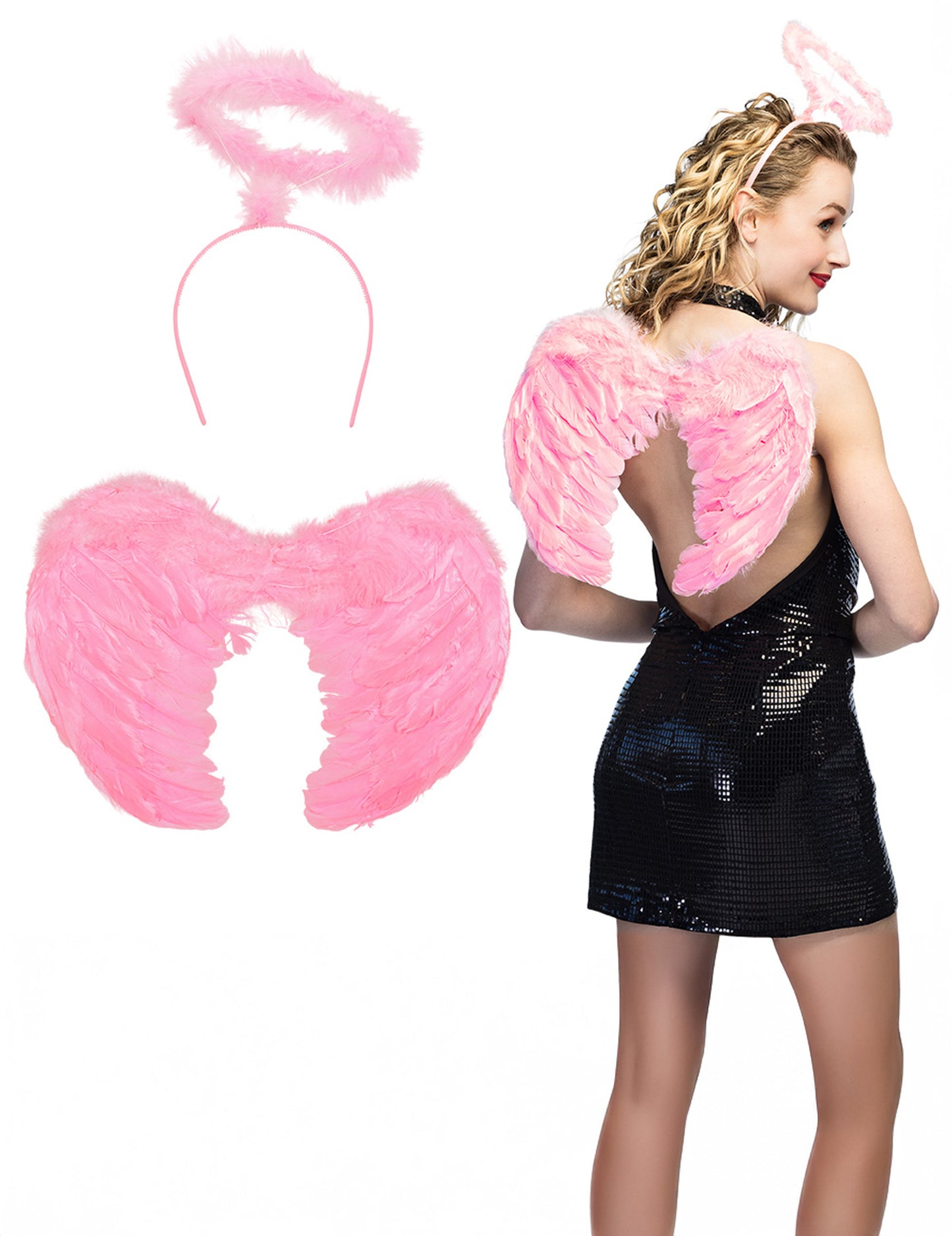 Комплект аксесоари за ангели в светло розово