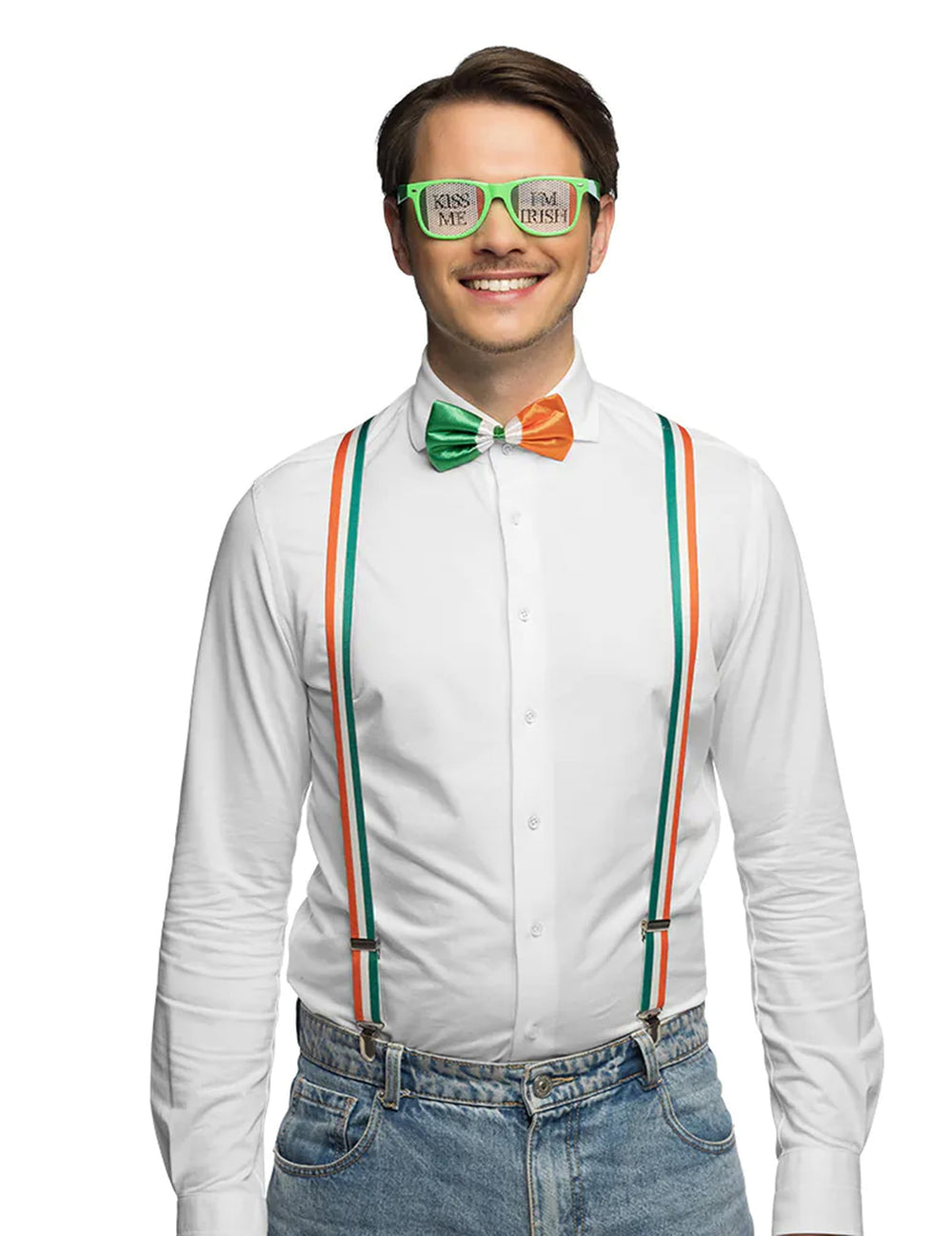 Vue de face du kit accessoires Irlandais St Patrick pour adulte