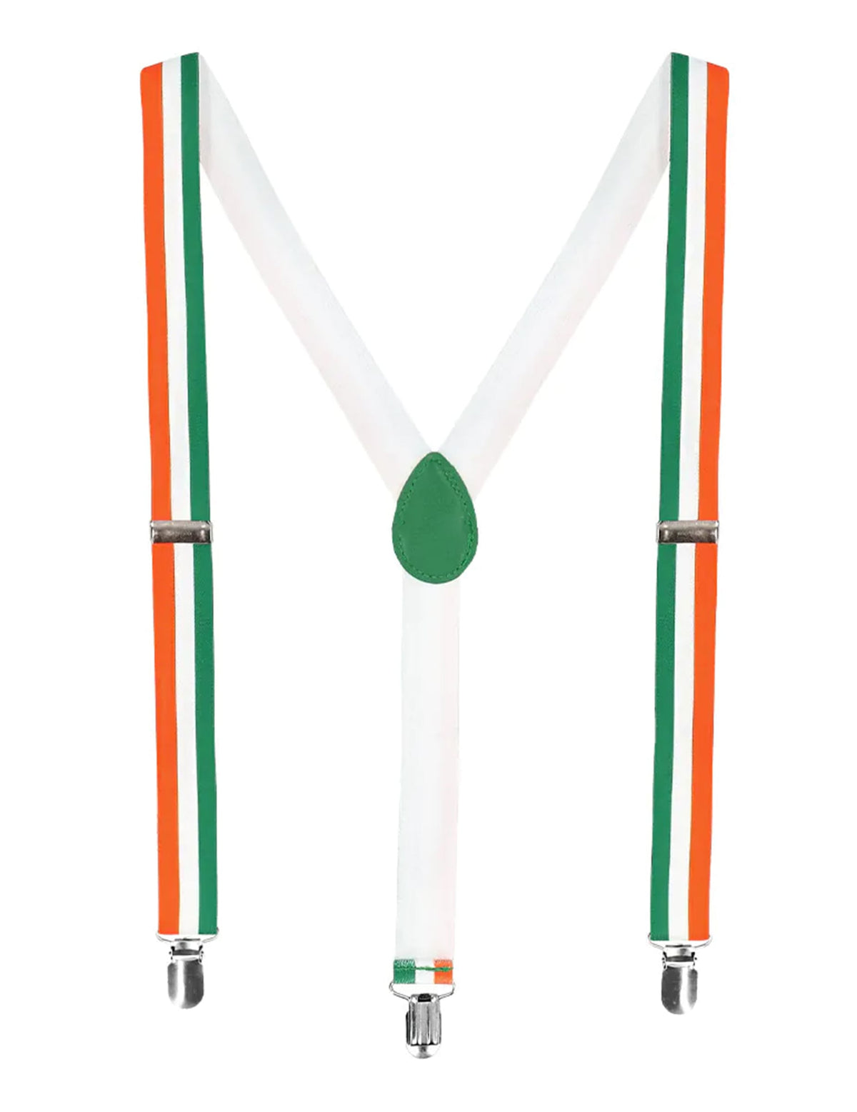 Bretelles tricolores vert blanc orange du kit accessoires Irlandais St Patrick