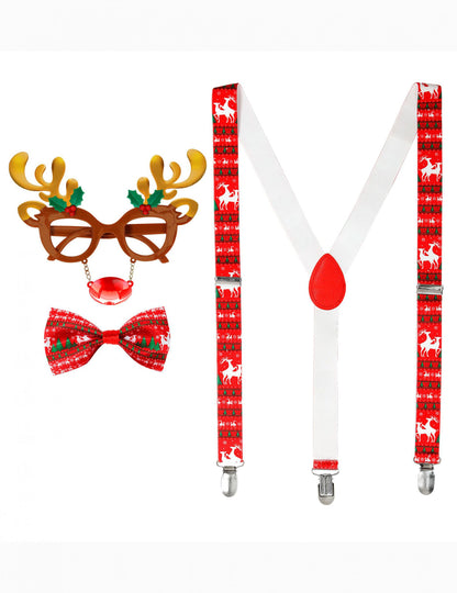 Vue d'ensemble à plat du kit accessoires renne de Noël pour adulte