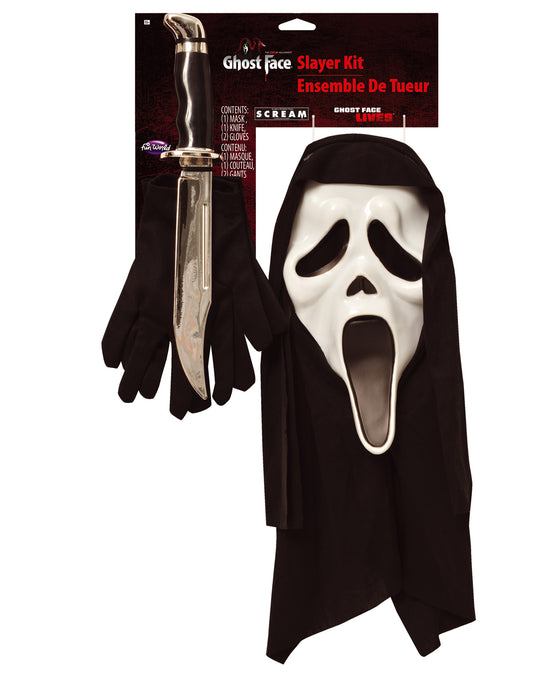 Kit accessoires Scream pour adulte noir et blanc avec masque couteau et gants