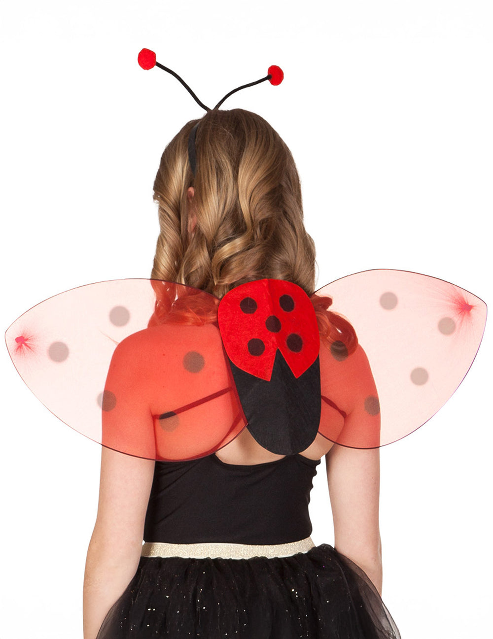 Kit ailes et serre-tête coccinelle pour enfant rouge et noir à pois