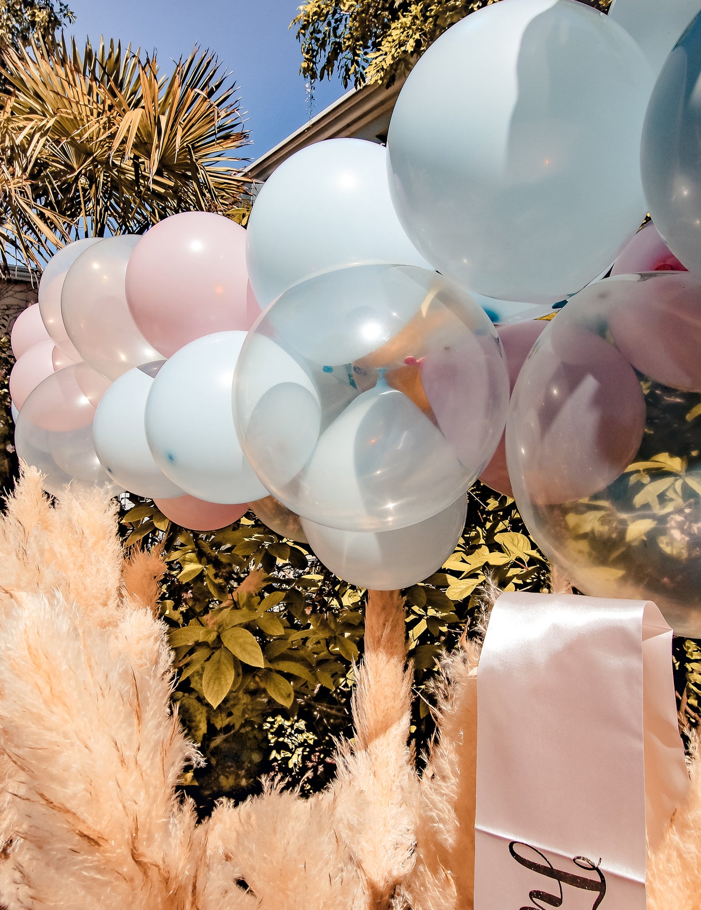 Комплект за разкриване на пола с 58 балона в синьо и розово