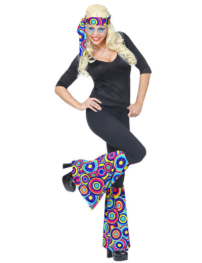 Kit bandeau et jambières années 70 pour adulte blue bubbles à motifs cercles