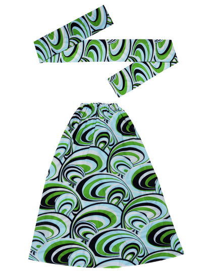 Vue à plat du bandeau et d'une jambière du kit bandeau et jambières années 70 waves