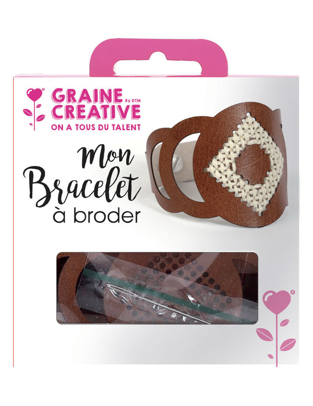 Комплект за бродиране „Направи си сам“ от кафява кожена гривна с дизайн на кръгъл маншет за възрастни