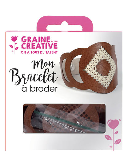 Комплект за бродиране „Направи си сам“ от кафява кожена гривна с дизайн на кръгъл маншет за възрастни
