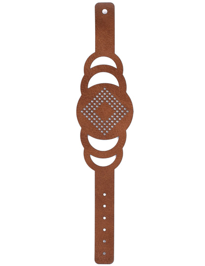 Комплект за бродиране „Направи си сам“ от кафява кожена гривна с дизайн на кръгъл маншет за възрастни