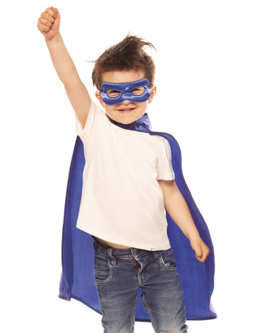 Син наметало и маска на супергерой за деца
