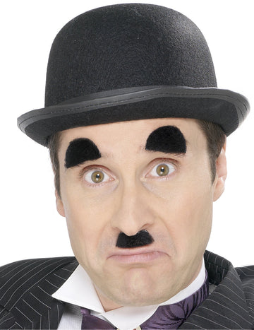 Kit Charlie Chaplin pour adulte noir avec chapeau melon et moustache