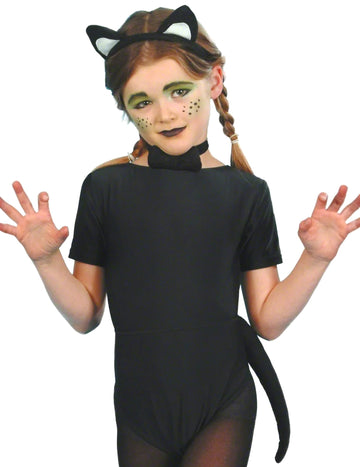 Kit de chat pour enfant noir avec oreilles, nœud papillon et queue