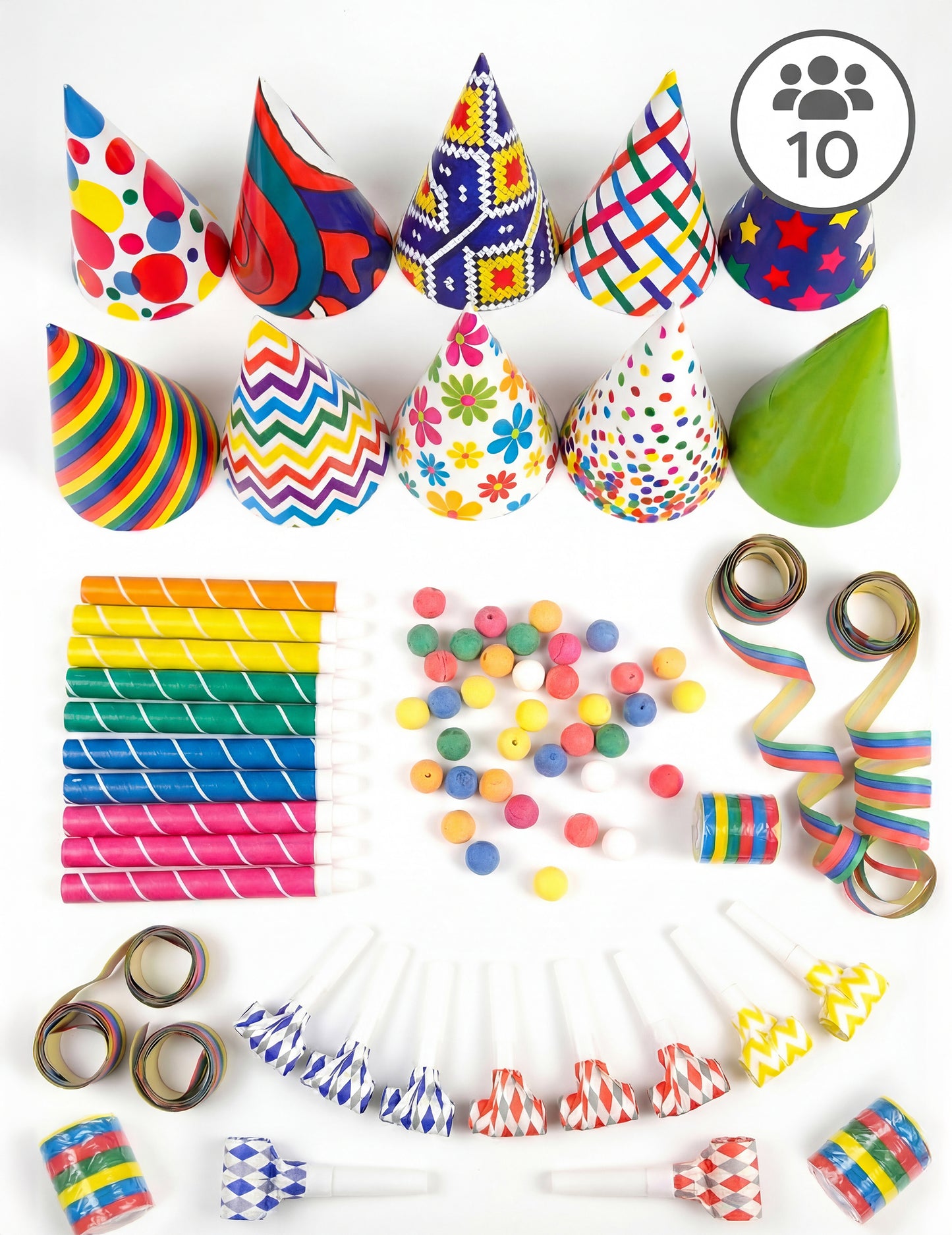 Комплект с многоцветни котилони 10 души