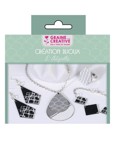 Kit de création de bijoux parure chic pour femme noir et argent