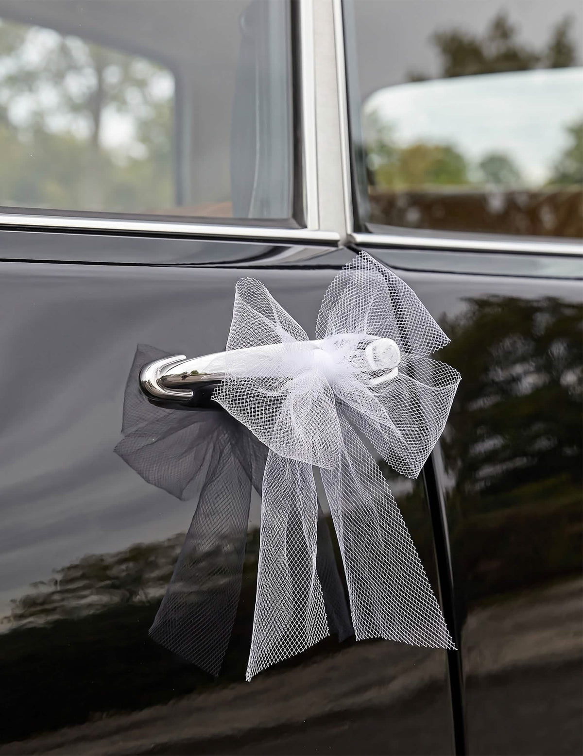Kit de décoration voiture mariage avec tulle et nœuds