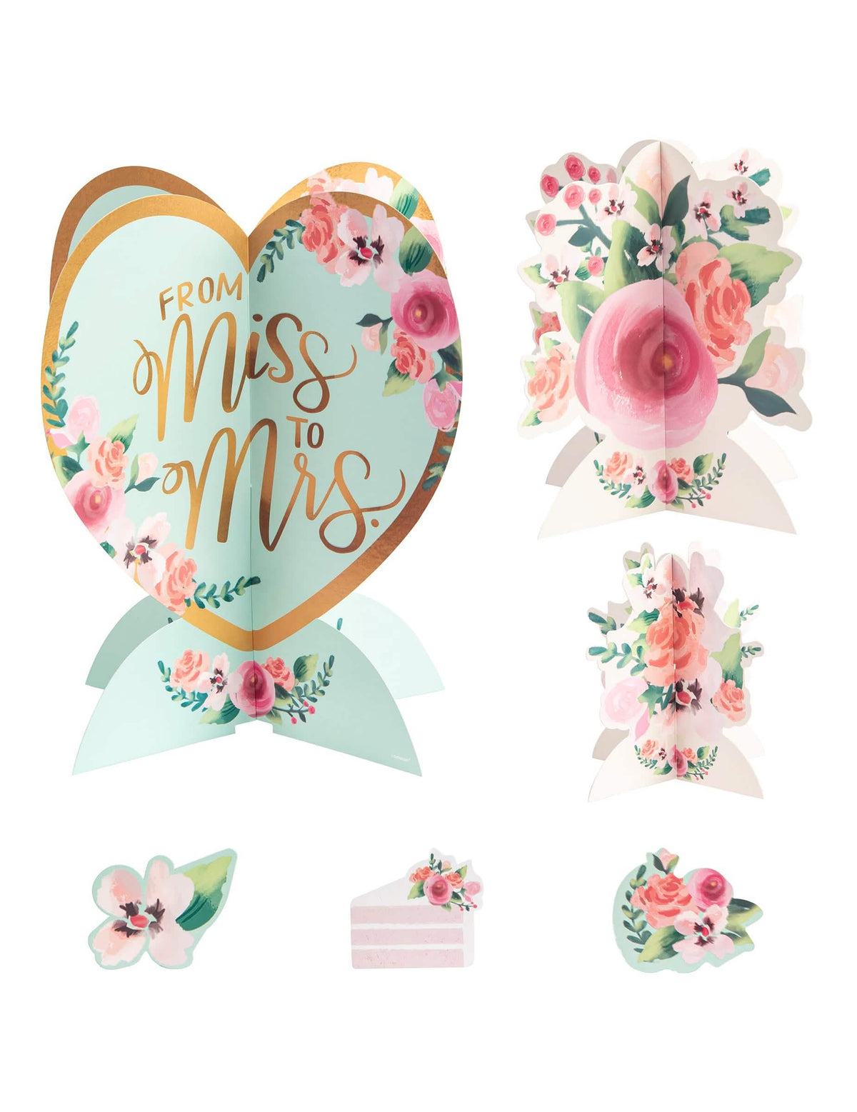 Комплект декорация за маса From Miss to Mrs за сватба liberty ментов и розов