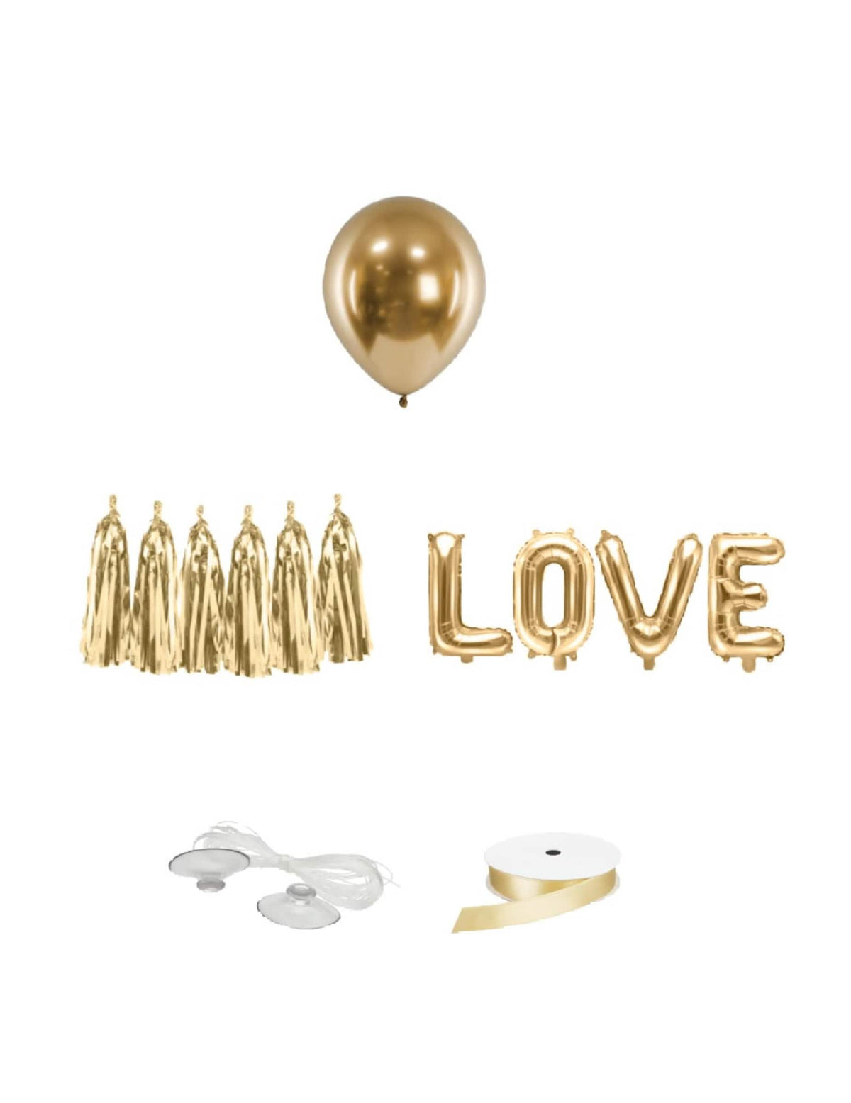Kit décoration de voiture pour mariage doré 12 pièces