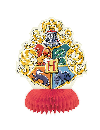 Centre de table alvéolé avec blason de Poudlard du kit décorations 7 pièces Harry Potter