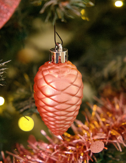 Комплект украси за коледна елха в розово злато, 18 части 