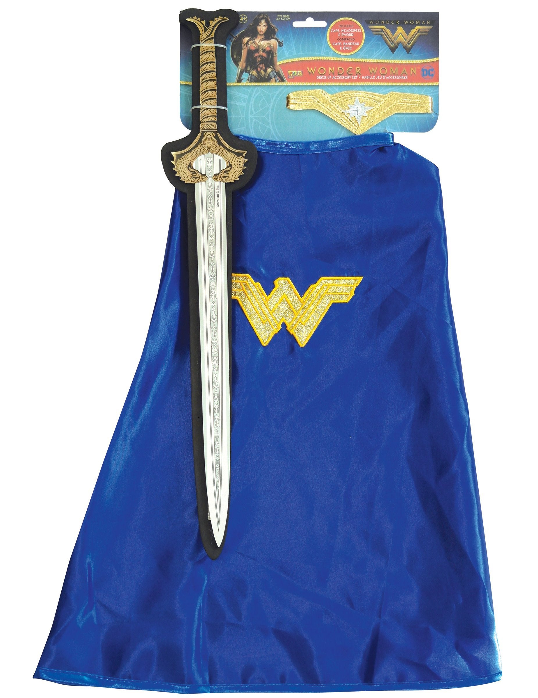Détail de l'emballage du kit épée et cape Wonder Woman™