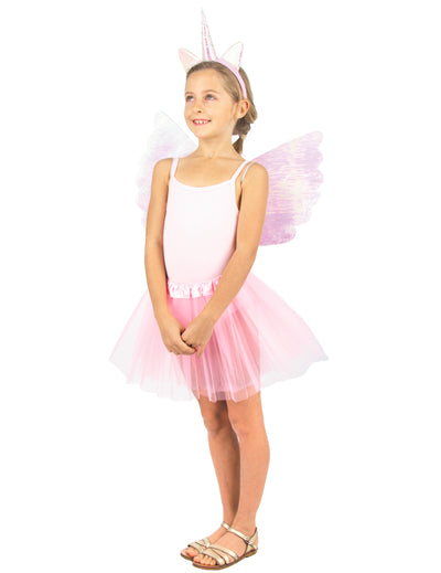 Kit licorne magique pour enfant rose avec tutu et ailes