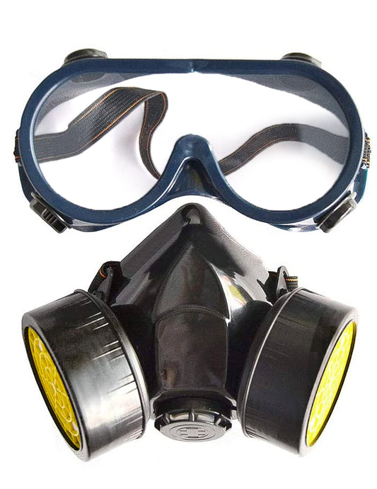 Kit lunettes et masque à gaz factice pour adulte noir et jaune