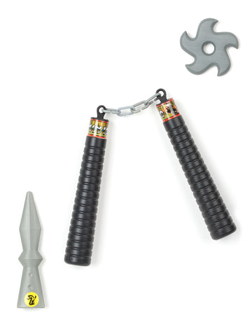 Kit ninja nunchaku pour enfant noir et gris en plastique