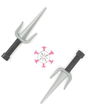 Kit ninja pour enfant en plastique gris et noir avec shuriken à ventouses