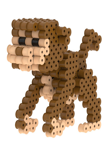 Kit perles à repasser 3d singe pour enfant marron et beige