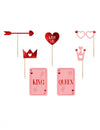 Kit photobooth love is in the air rouge et rose avec 7 accessoires
