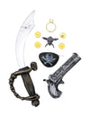 Kit pirate pour enfant avec sabre pistolet et cache-œil noir et argenté