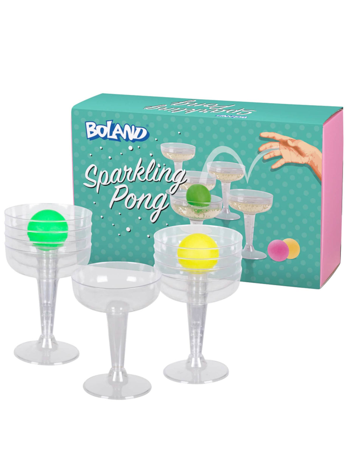 Изглед на съдържанието и кутията на комплекта Sparkling Pong