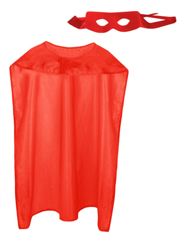Червен комплект за супергерой за възрастни с пелерина и маска