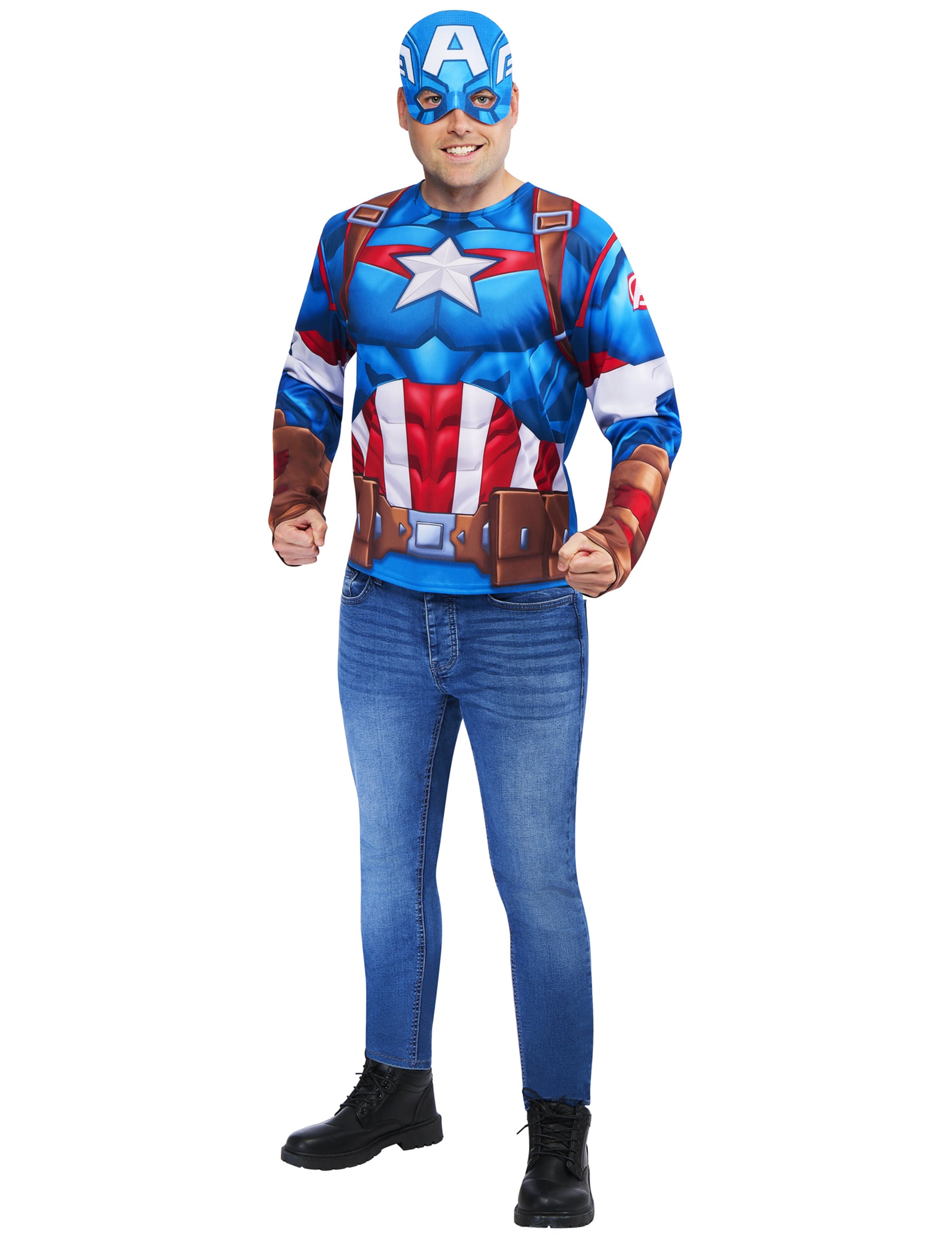 Vue de face du kit top et masque Captain America