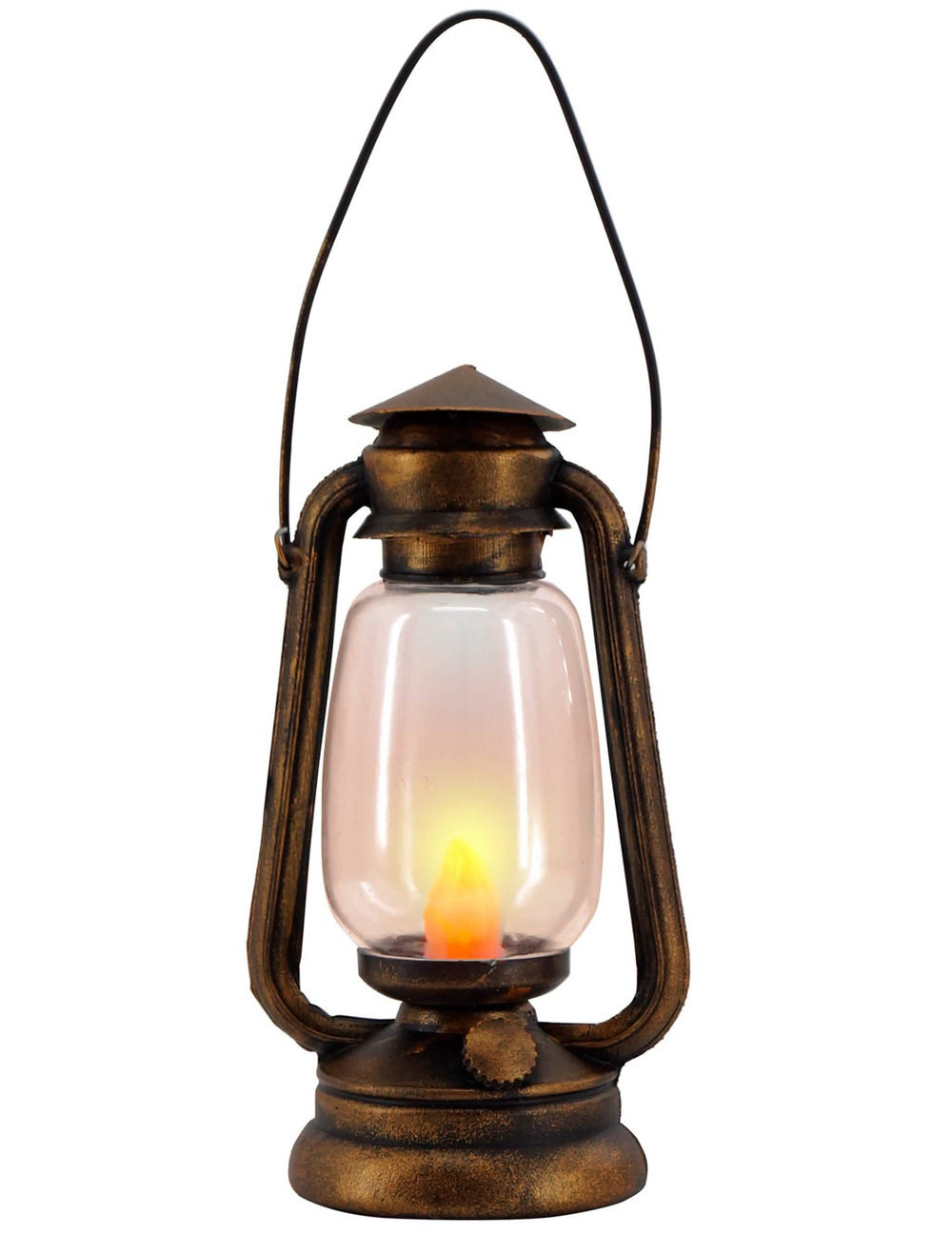 Lampe à huile rétro pour adulte bronze vieilli avec flamme vacillante