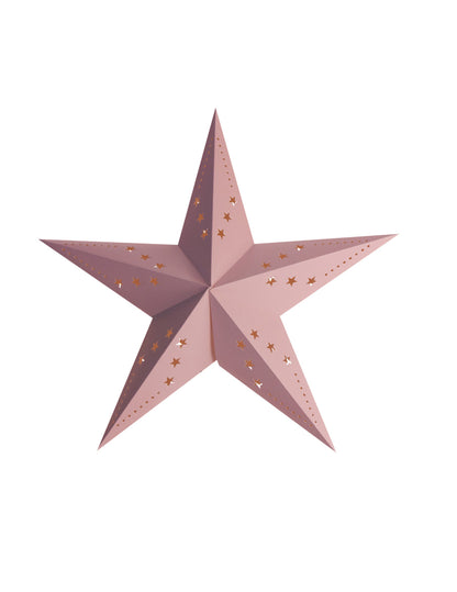 Светлорозов фенер със звезди 30 cm изработен от картон