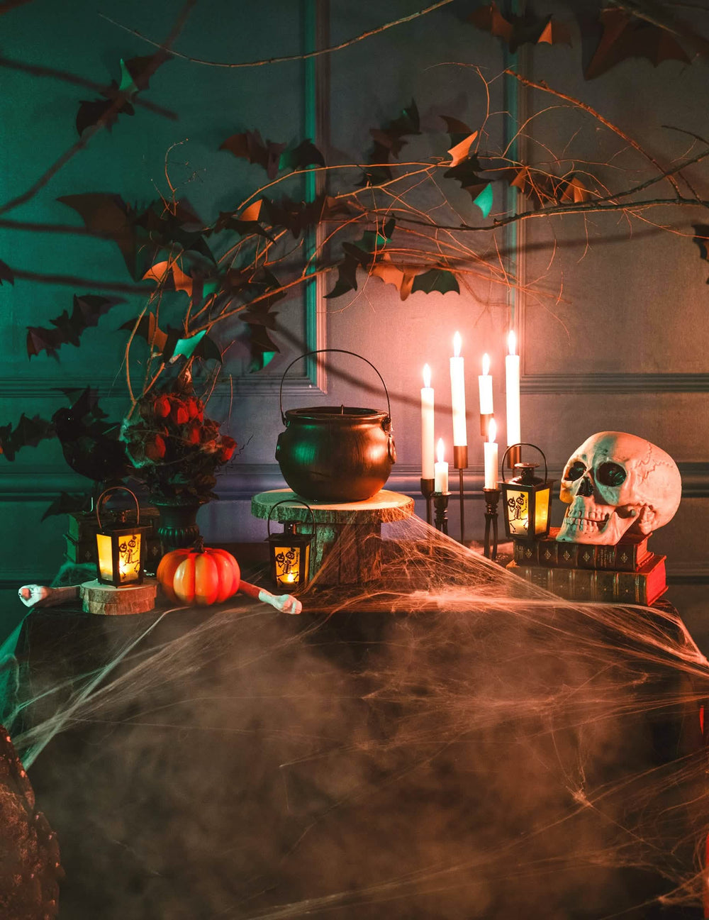 декорация за маса на светещия фенер Скелет за halloween