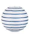 Lanterne en papier marin pour décoration blanc et bleu à rayures