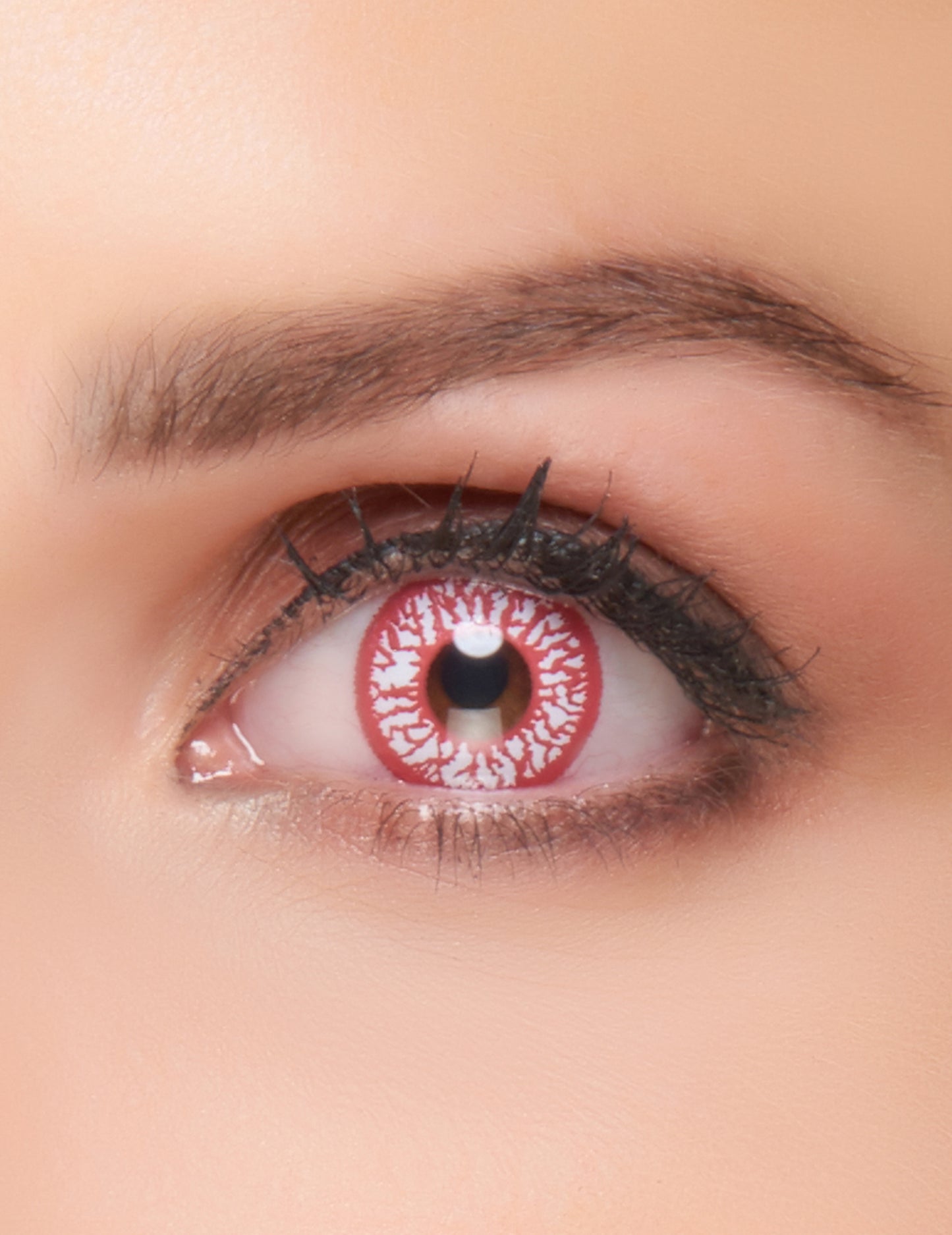 Lentilles fantaisie oeil injecté de sang pour adulte rouges et blanches