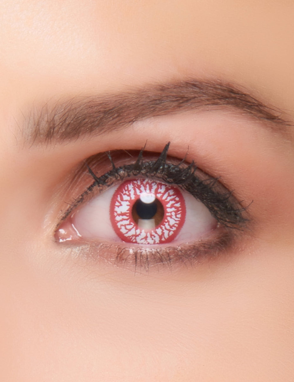 Lentilles fantaisie oeil injecté de sang pour adulte rouges et blanches