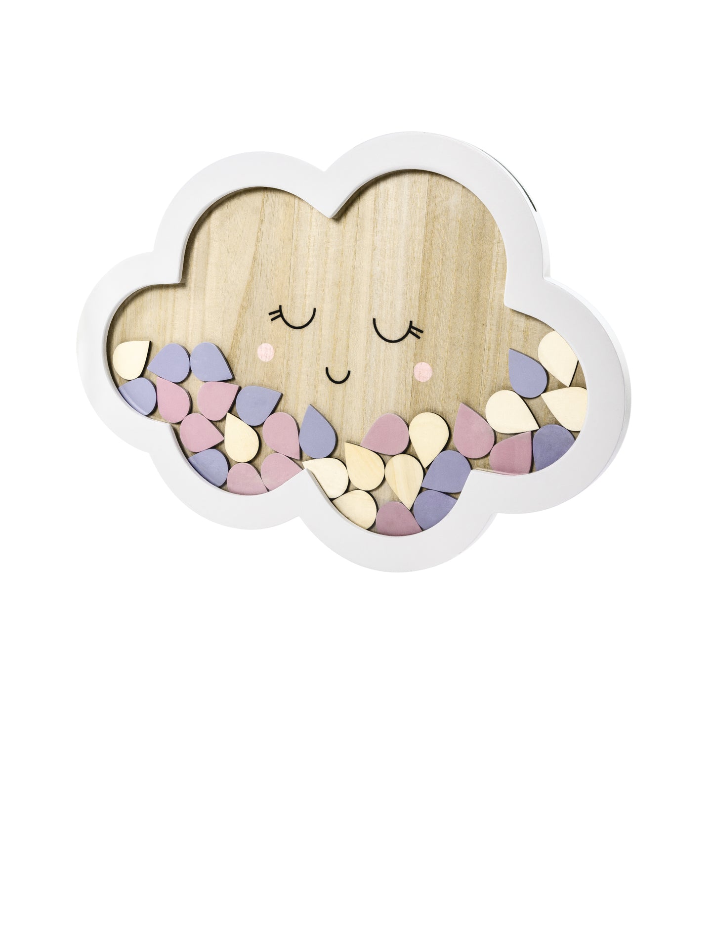 Дървена книга за гости във формата на облак, 43 x 30 cm с 30 капки