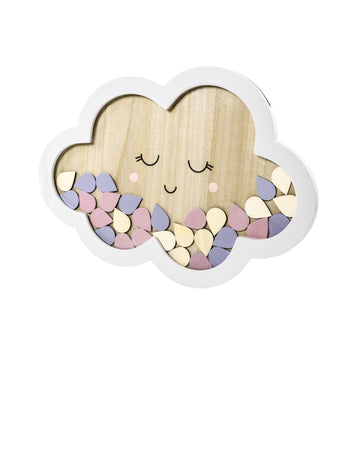 Дървена книга за гости във формата на облак, 43 x 30 cm с 30 капки